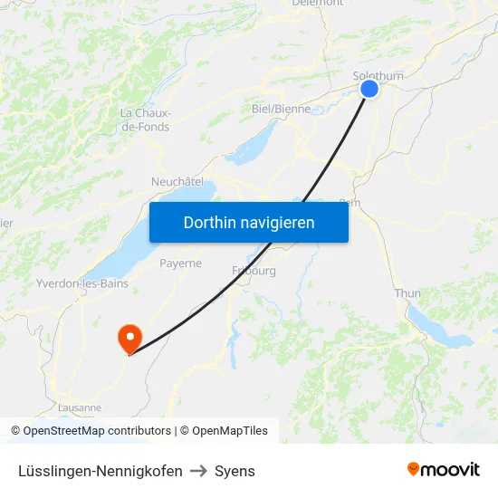 Lüsslingen-Nennigkofen to Syens map