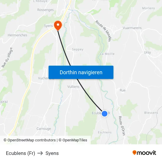 Ecublens (Fr) to Syens map
