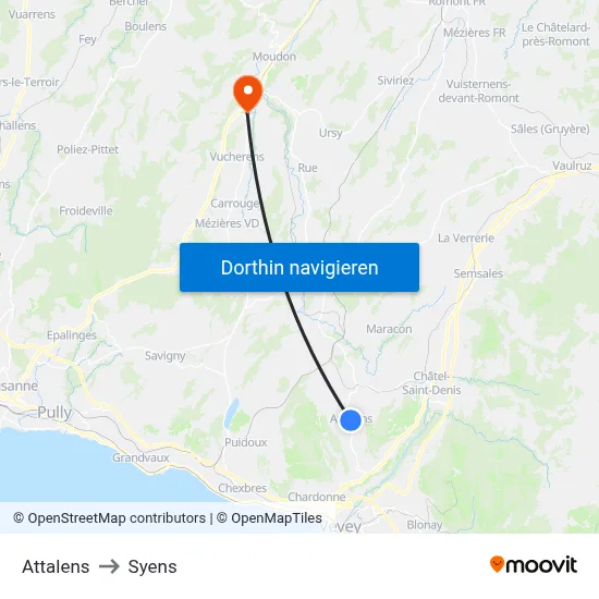 Attalens to Syens map