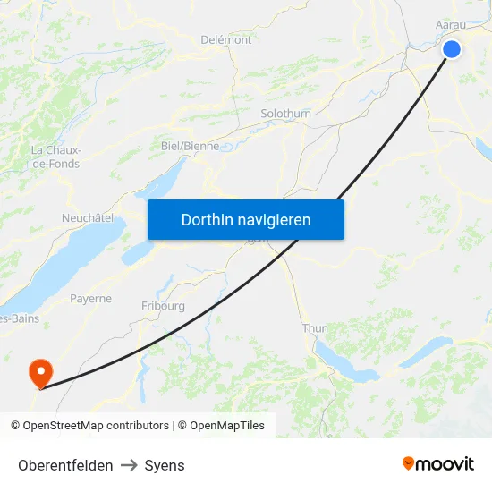 Oberentfelden to Syens map