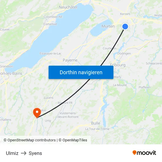 Ulmiz to Syens map