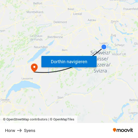 Horw to Syens map
