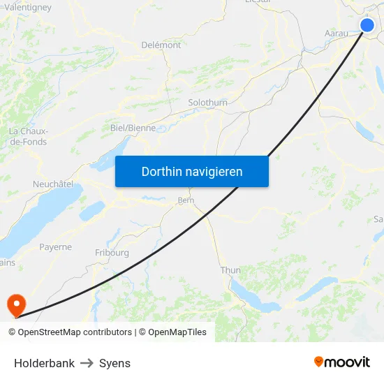 Holderbank to Syens map