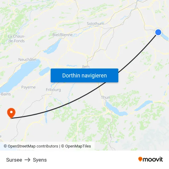 Sursee to Syens map