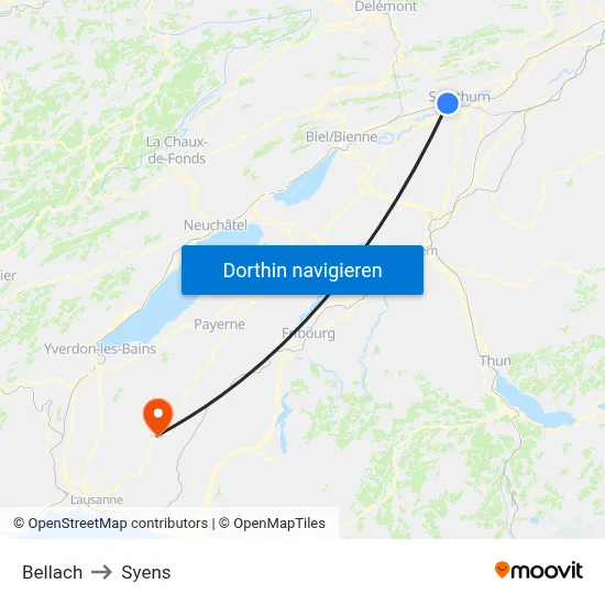 Bellach to Syens map