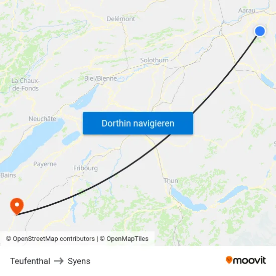 Teufenthal to Syens map
