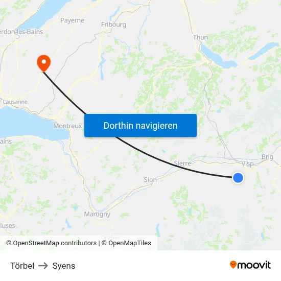 Törbel to Syens map