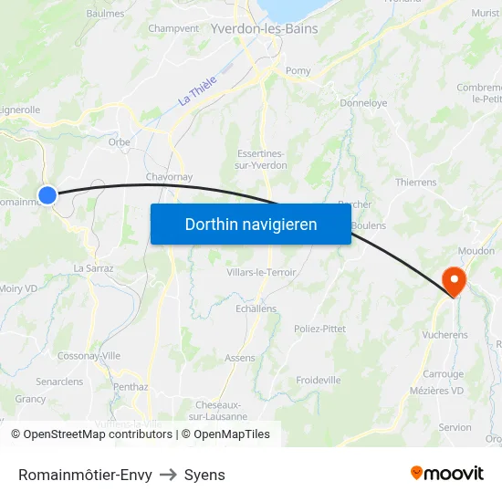 Romainmôtier-Envy to Syens map