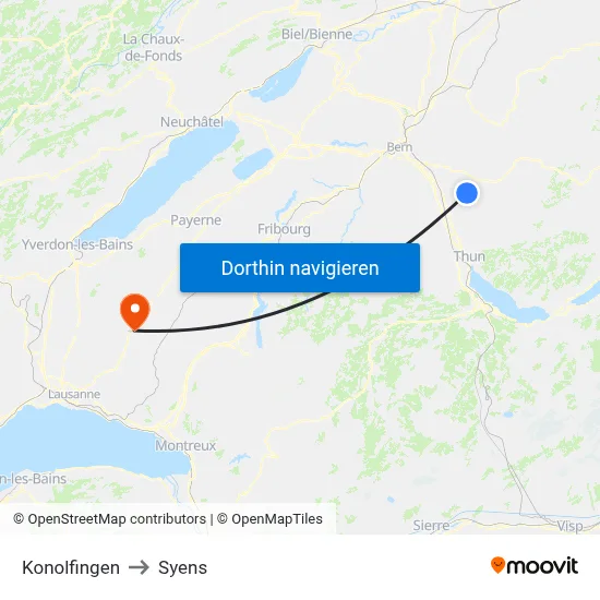 Konolfingen to Syens map