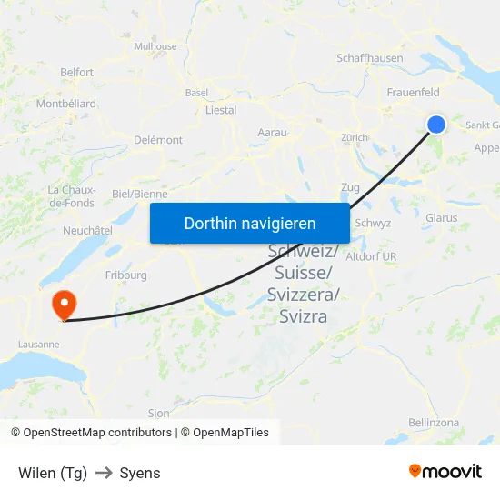 Wilen (Tg) to Syens map