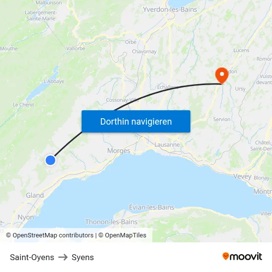 Saint-Oyens to Syens map