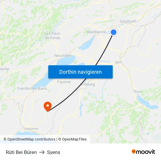 Rüti Bei Büren to Syens map