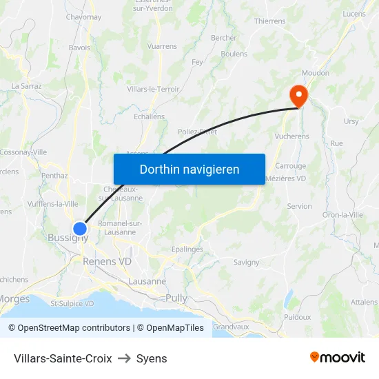 Villars-Sainte-Croix to Syens map