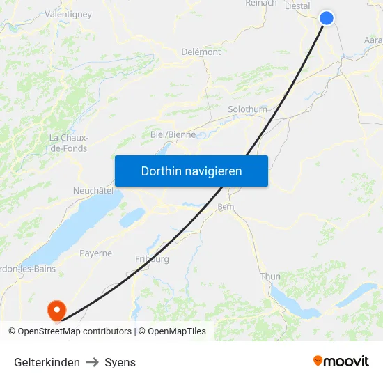 Gelterkinden to Syens map