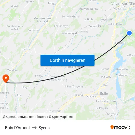 Bois-D’Amont to Syens map