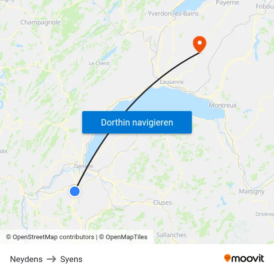 Neydens to Syens map