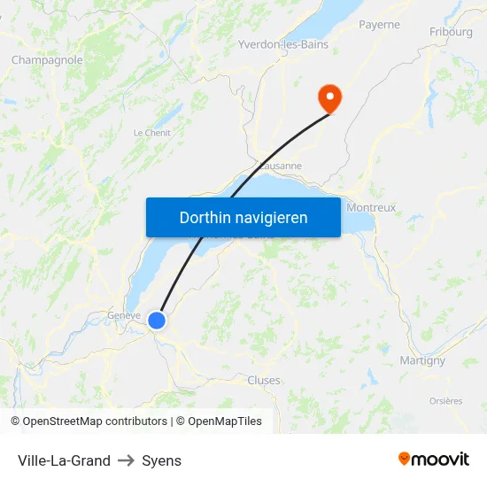 Ville-La-Grand to Syens map