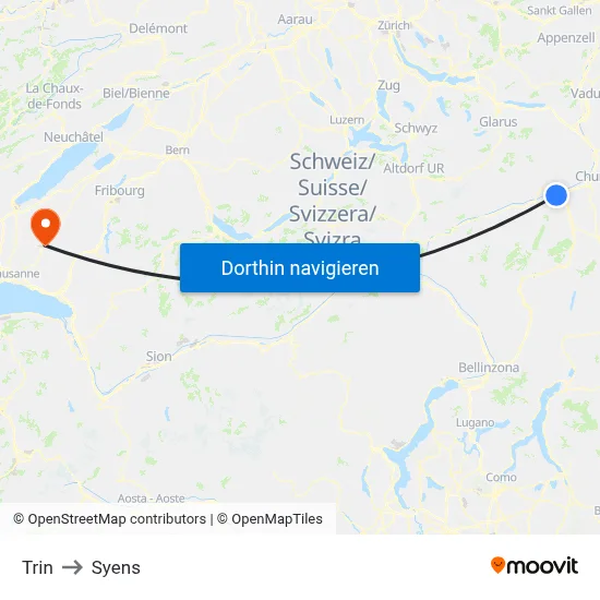 Trin to Syens map