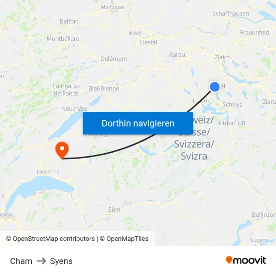 Cham to Syens map