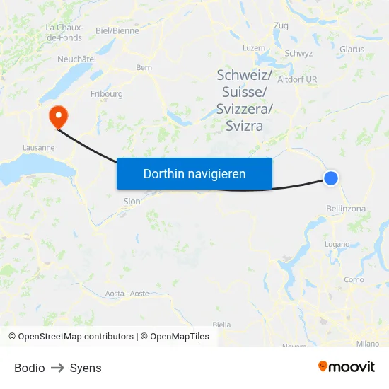 Bodio to Syens map