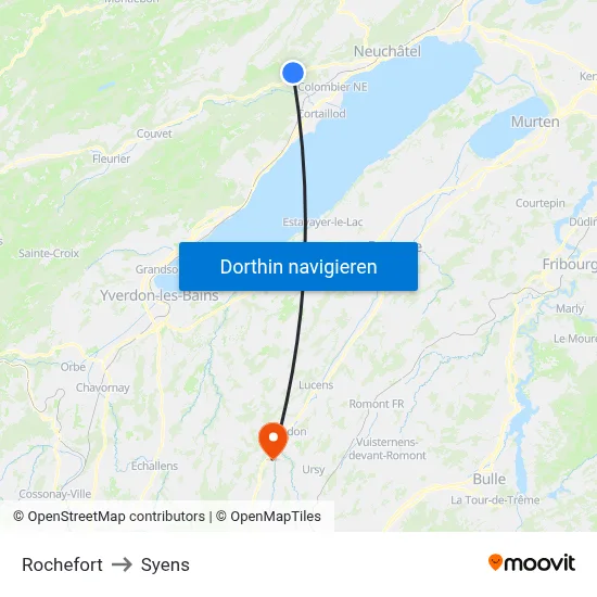 Rochefort to Syens map