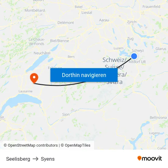 Seelisberg to Syens map