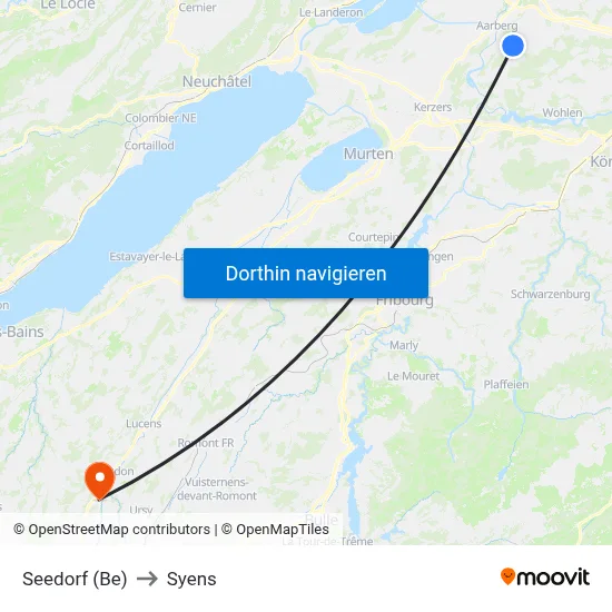Seedorf (Be) to Syens map