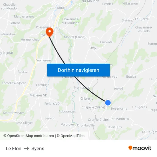 Le Flon to Syens map