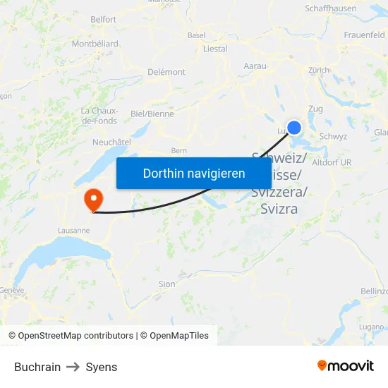 Buchrain to Syens map