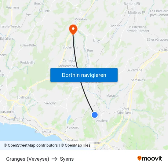 Granges (Veveyse) to Syens map