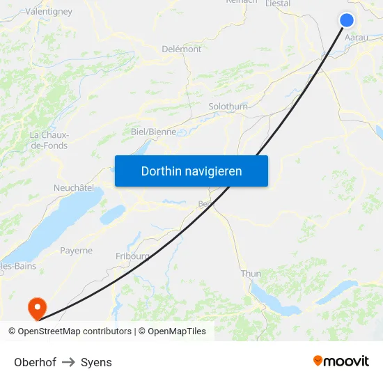 Oberhof to Syens map