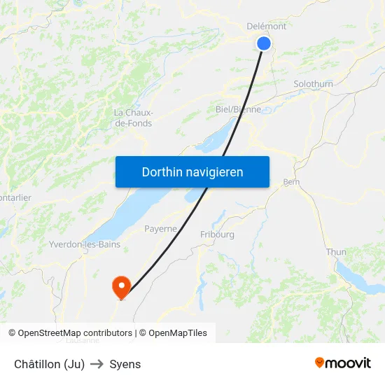 Châtillon (Ju) to Syens map