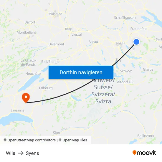 Wila to Syens map