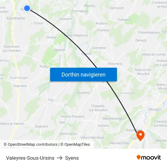 Valeyres-Sous-Ursins to Syens map