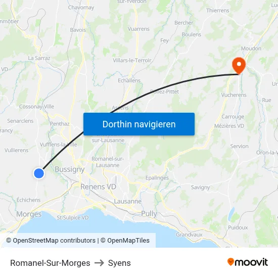 Romanel-Sur-Morges to Syens map
