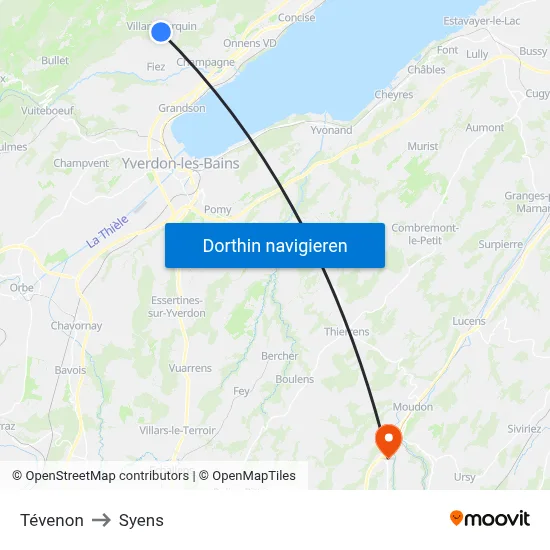 Tévenon to Syens map