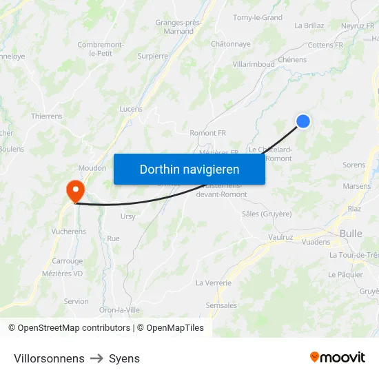 Villorsonnens to Syens map