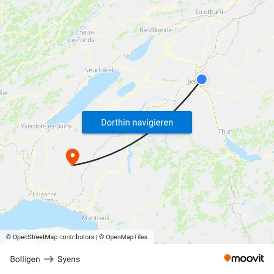 Bolligen to Syens map
