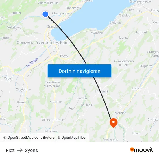 Fiez to Syens map