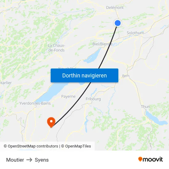 Moutier to Syens map