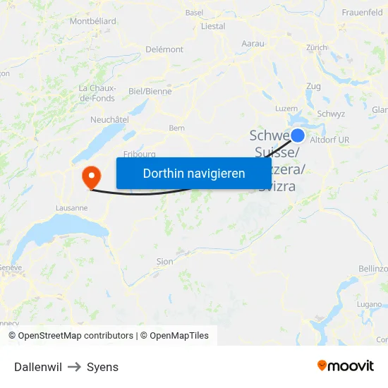 Dallenwil to Syens map