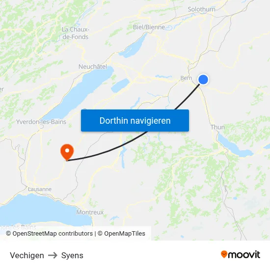 Vechigen to Syens map
