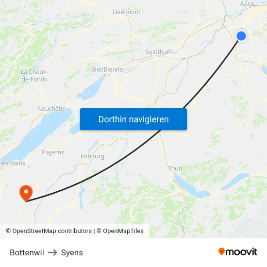 Bottenwil to Syens map