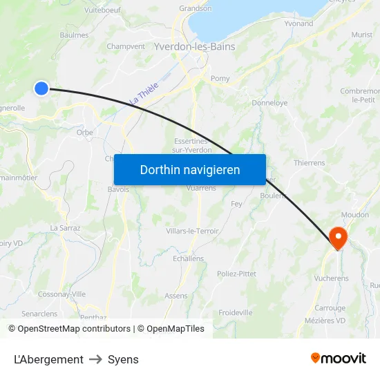 L'Abergement to Syens map