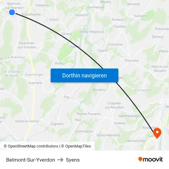 Belmont-Sur-Yverdon to Syens map