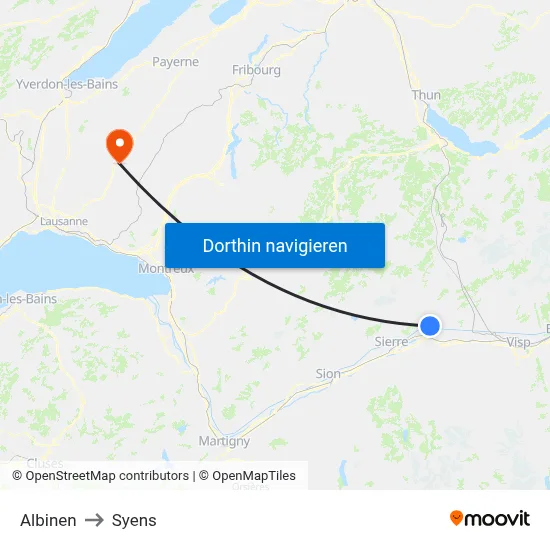 Albinen to Syens map