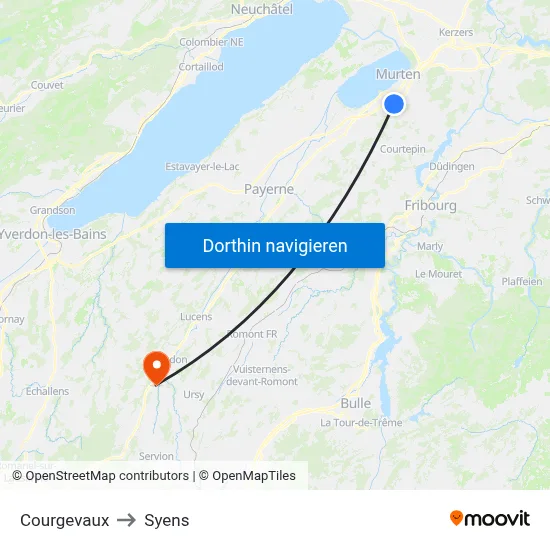 Courgevaux to Syens map