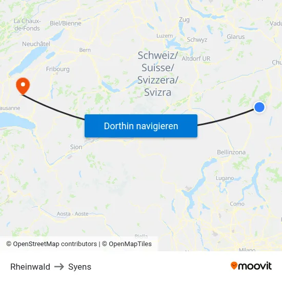 Rheinwald to Syens map
