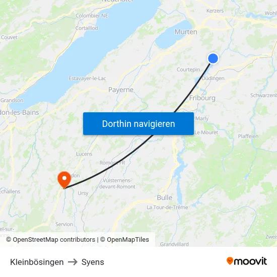 Kleinbösingen to Syens map