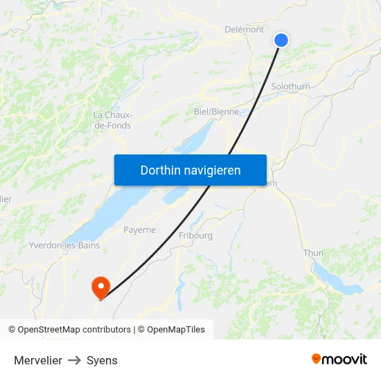 Mervelier to Syens map